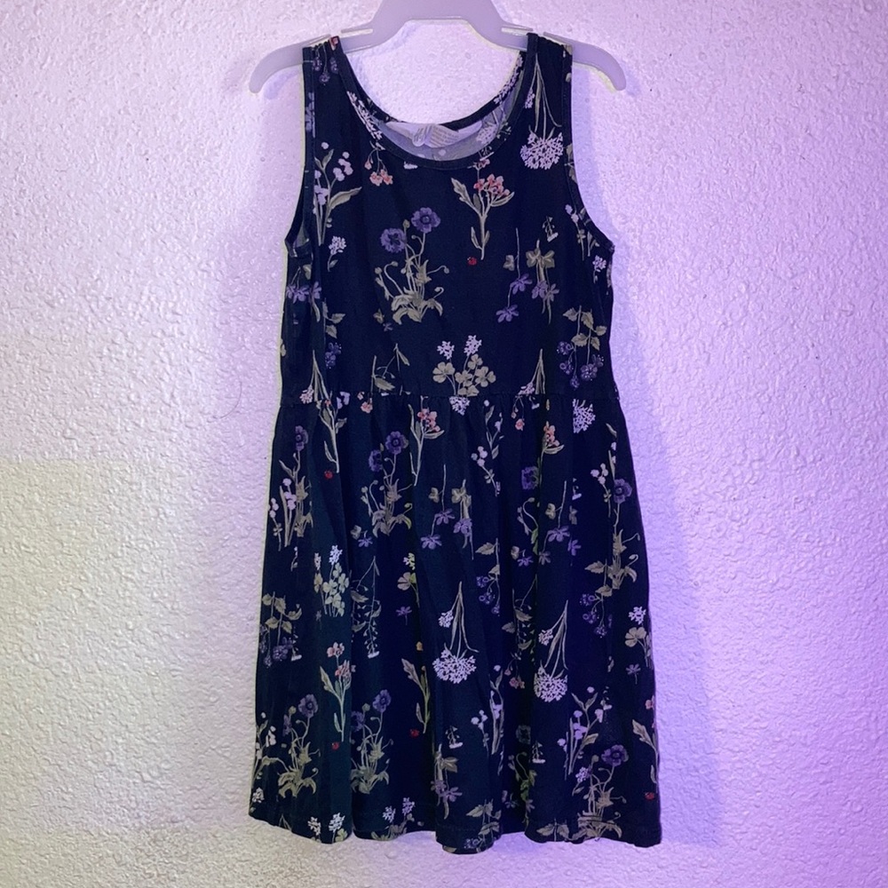 Black Floral Tank Dress Size 4-6y